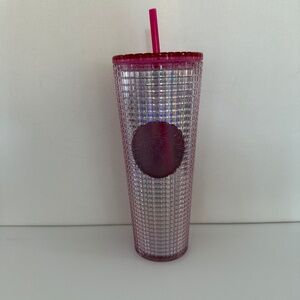 NEW Starbucks Pink Clear Ombre Iridescent Venti 24oz Cold Cup Tumbler Grid 2022